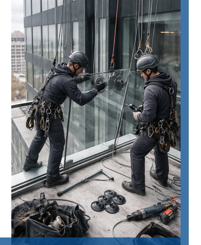 Монтаж стеклянных ограждений в Дзержинском от 2559 р. | ВЫСОТНИК-Дзж