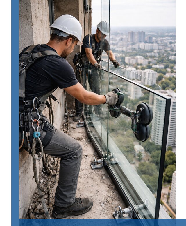 Монтаж стеклянных ограждений под ключ с гарантией в Дзержинском