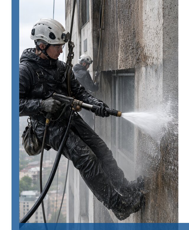Гидроструйная очистка фасадов и конструкций в Дзержинском