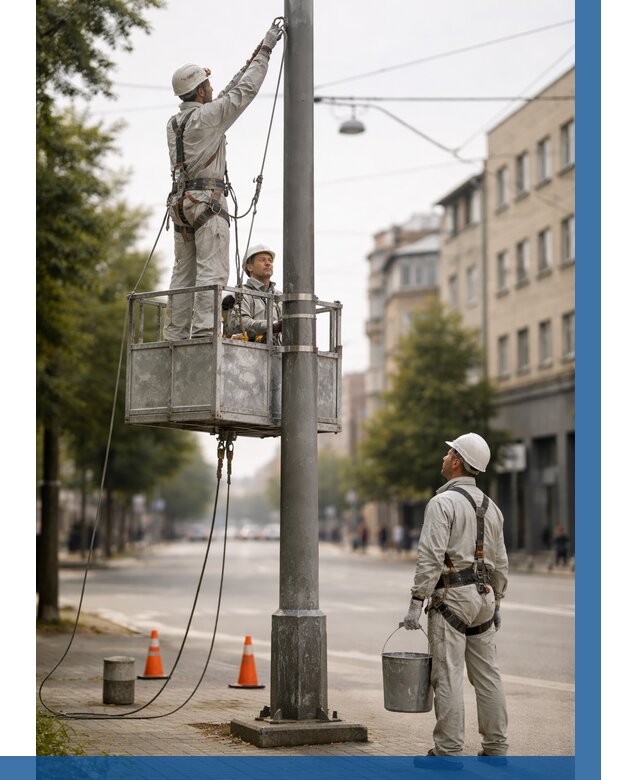 Покраска опор освещения в Дзержинском от 5117 р. | ВЫСОТНИК-Дзж