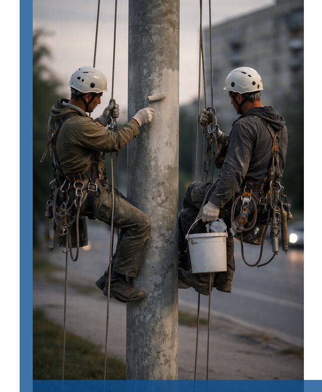 Покраска опор освещения и антикоррозийная защита в Дзержинском