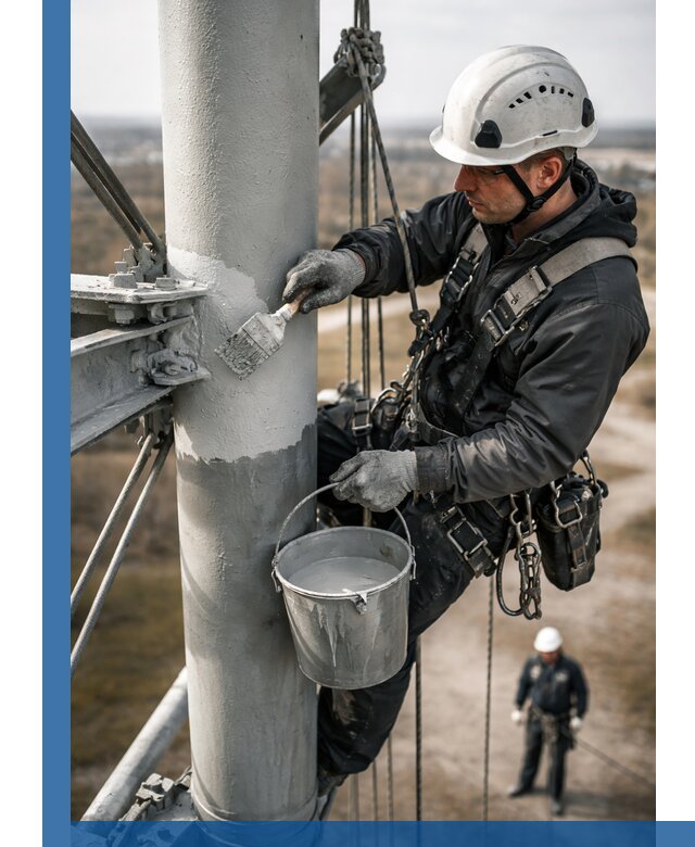 Покраска мачт связи в Дзержинском промышленными альпинистами