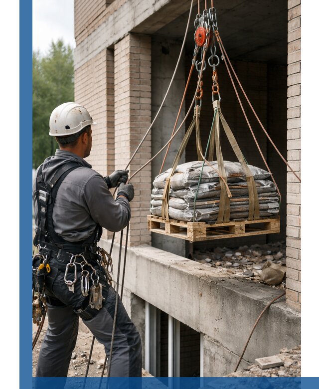 Подъем материалов на этаж веревками в Дзержинском оперативно