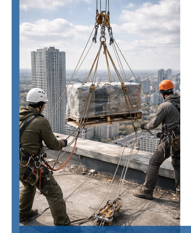 Подъем и монтаж крупногабаритных грузов на крышу в Дзержинском