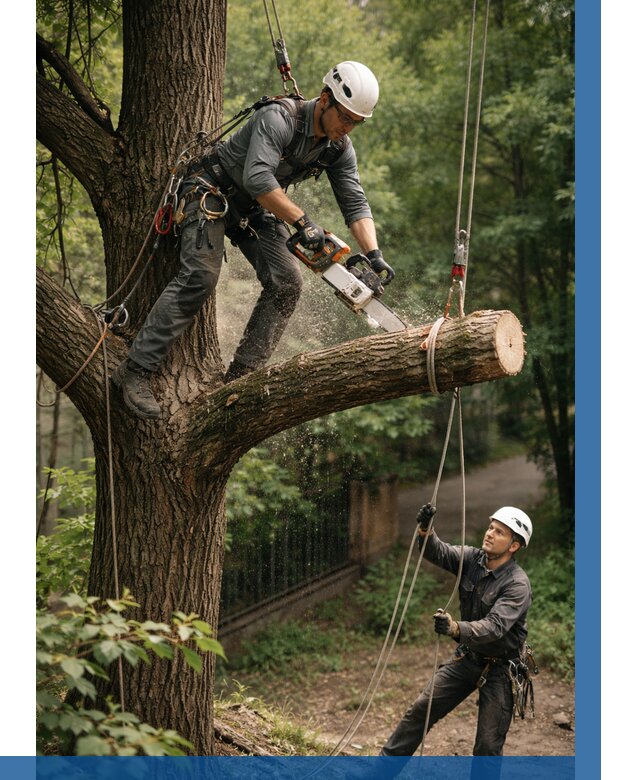 Спил деревьев альпинистами в Дзержинском от 8187 р. | ВЫСОТНИК-Дзж