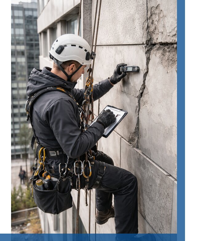 Обследование фасада альпинистами в Дзержинском от 123 р. | ВЫСОТНИК-Дзж