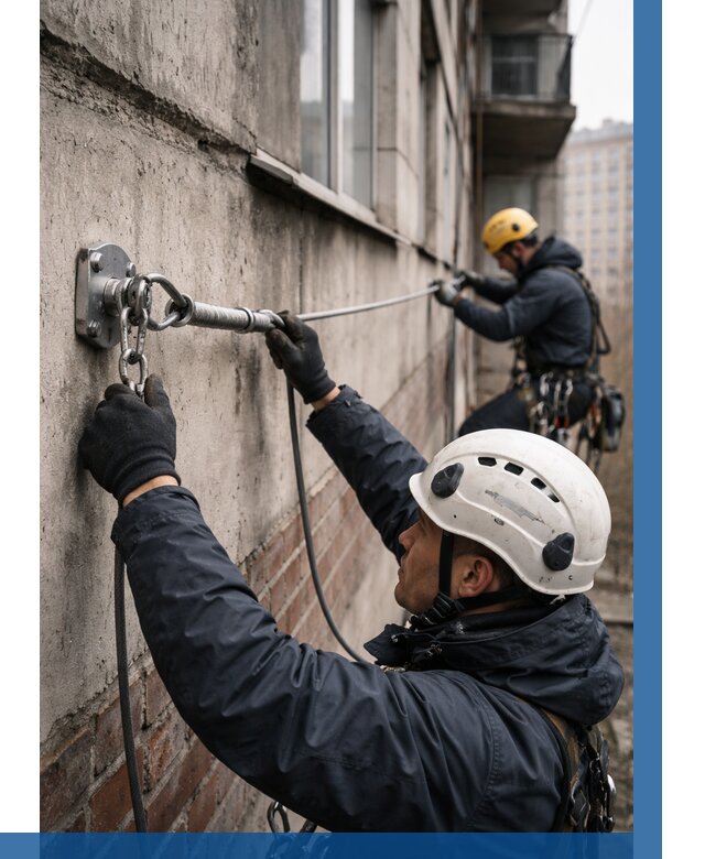 Монтаж анкерных линий в Дзержинском от 3070 р. | ВЫСОТНИК-Дзж