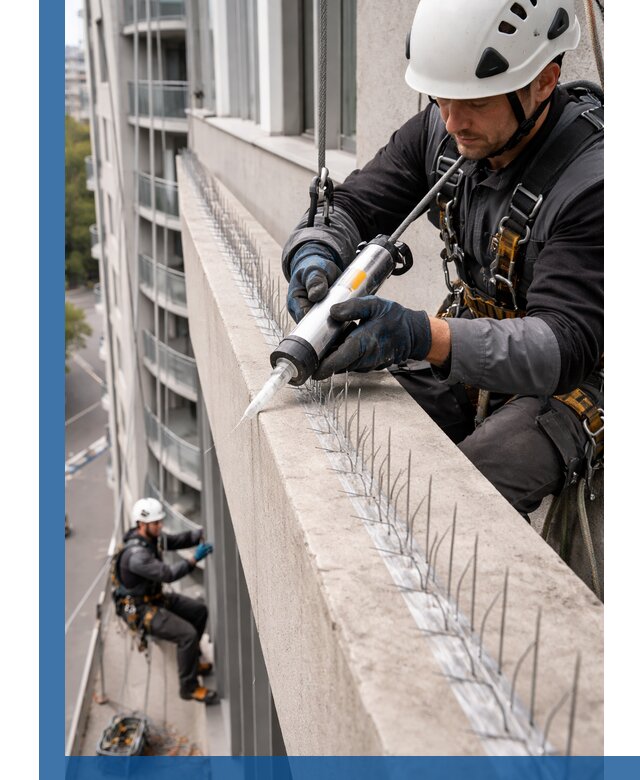 Установка шипов от птиц на фасадах и кровлях в Дзержинском